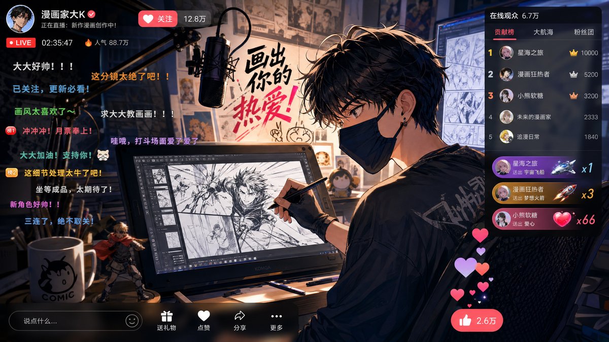 蜜桃漫画app下载 - 漫画家直播创作全过程视频回放